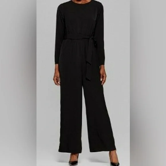 MSK Black wide leg Jumpsuit with 3/4 length sleeves - Picture 3 of 13